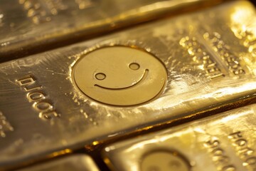 gold bar has a shiny and reflective smile