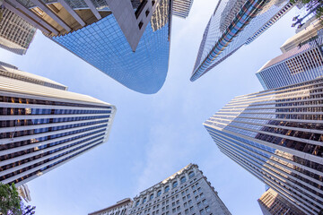 perspective of skyscraper in financial district of San Francisco