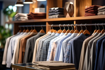 A luxury boutique showcasing a stylish collection of shirts in a chic setting.