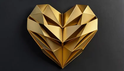 Tapeten Golden metallic heart on dark background © Ester