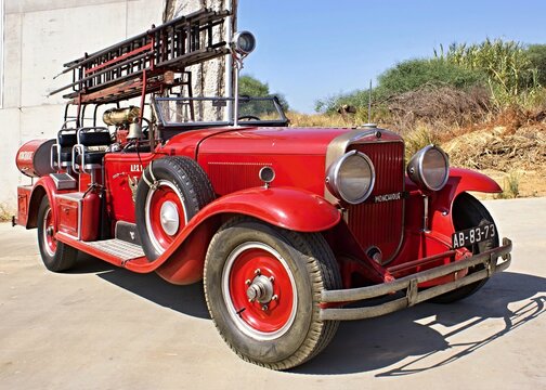 Historic fire brigade car in Portugal