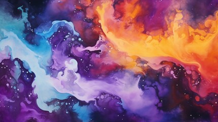 Abstract Light Purple and Orange Violet Amber Cosmic Marble Ink Acrylic Painting Texture Background Illustration