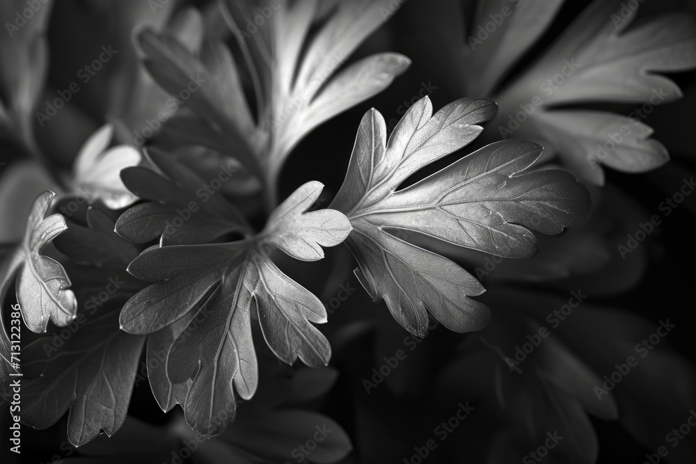 Poster a black and white photo showcasing a leafy plant. perfect for adding a touch of nature to any design