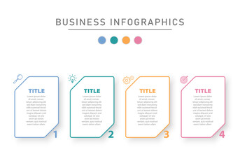 4 step vector infographic design template. Use for process diagrams, presentations, workflow layouts, banners, flow charts, data graphs.
