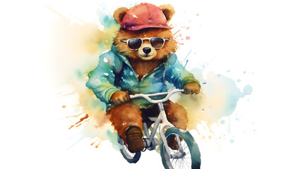 Cute cycling bear