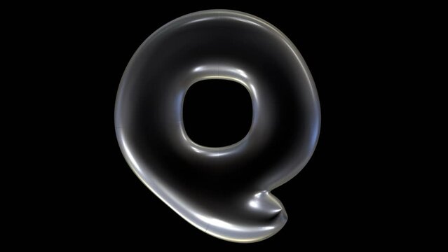 3D balloon alphabet letter q animation isolated on black background