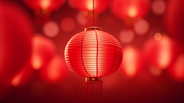 Beautiful Chinese New Year red lanterns on festive background picture
