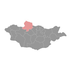 Obraz premium Khovsgol province map, administrative division of Mongolia. Vector illustration.