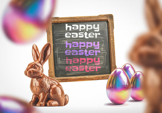 Happy Easter Mockup with Chalkboard