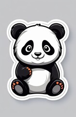 Cute panda Cartoon: Minimalist Sticker on background