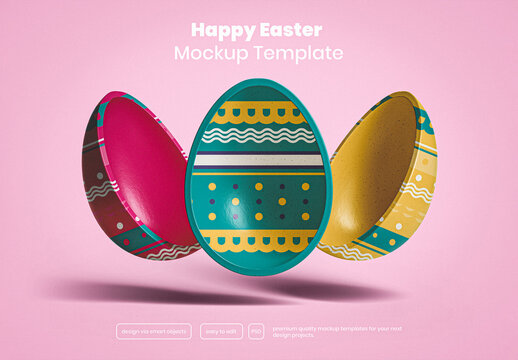 Floating Easter Eggs Mockup