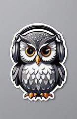 Fototapeta premium Cute Owl Cartoon: Minimalist Sticker on background