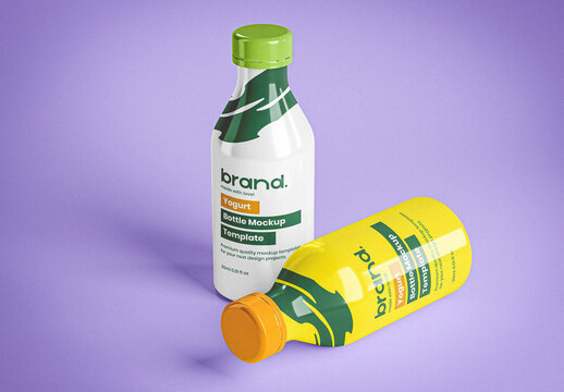 Yogurt Bottle Scene Mockup