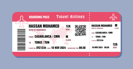Ticket to Tunis, Tunisia - obrazy, fototapety, plakaty