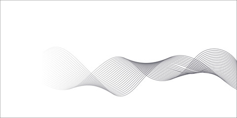Abstract grey, white smooth element swoosh speed wave modern stream background. Wave with lines created using blend tool. Abstract frequency sound wave lines and twisted curve lines background.