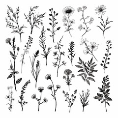 flowers and herbs vector set