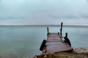 Wooden pier on the lake
