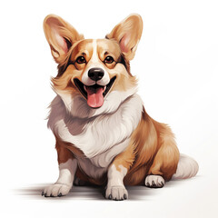 corgi dog illustration , isolated on white