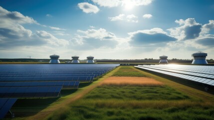 A gas storage site and a solar park in the Netherlands. Energy transition concept.