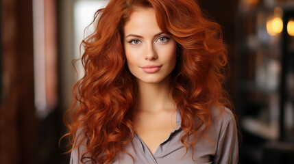 A girl with lush red hair.