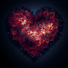 Valentine's day background with red hearts.  illustration.
