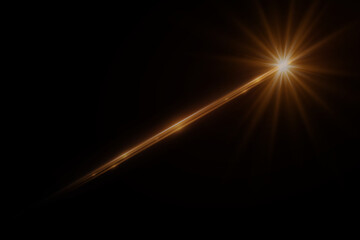 The effect of sunlight, lens flares, flashes of flicker. On a black background.