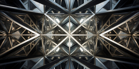 Abstract geometric reflections in a modern steel structure