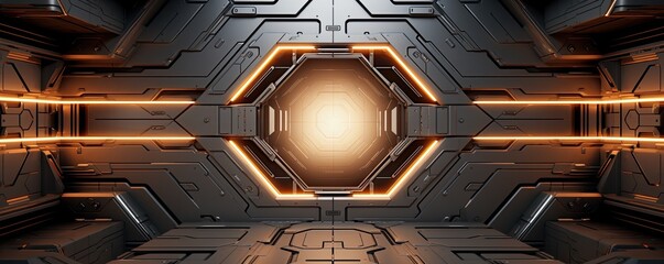 Scifi design external panels abstract. light color. Wide format. - obrazy, fototapety, plakaty
