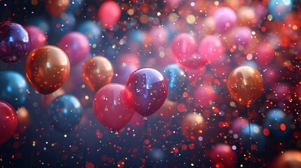 Obraz na płótnie Canvas Pixelated balloons morph into galaxies.