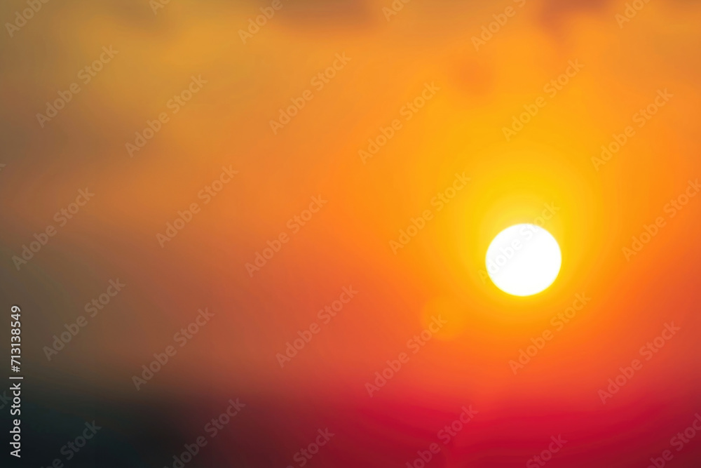 Poster a serene image of the sun setting on the horizon of the ocean. perfect for beach-themed designs and 