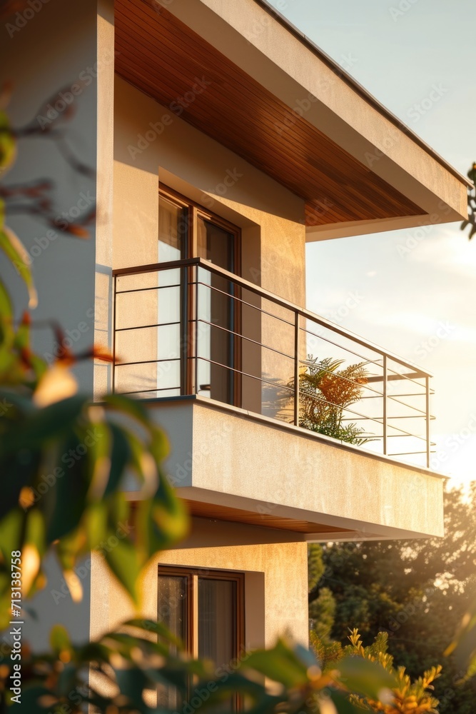 Aufkleber A picture of a building with multiple balconies. Suitable for architectural and real estate concepts