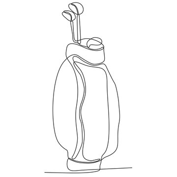 Continuous line drawing of golf bag and golf club vector illustration minimalistic concept against white background