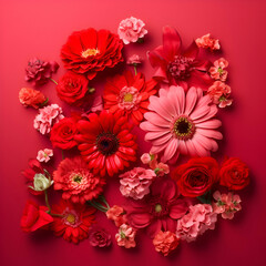 Beautiful flowers on a red background.  illustration for your design