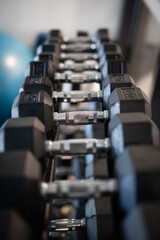 Naklejka premium row metal dumbells gym black silver fit lift weight
