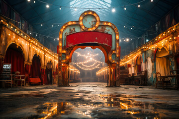 Vintage Abandoned Carnival. Halloween concept for organizers of spooky carnival events.