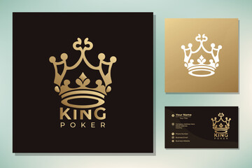 Golden King Crown with Ace Spade for Game Card or Casino Poker Club logo design