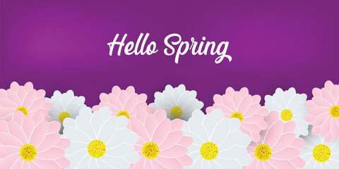 Hello Spring flowers background