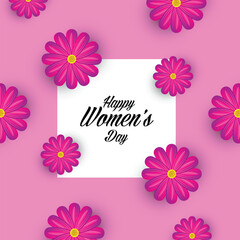 Women's Day square frame and flowers background