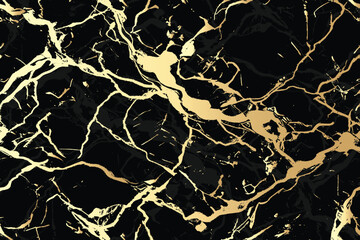 Luxury Black and Gold Marble texture background vector. Panoramic Marbling texture design for Banner, invitation, wallpaper, headers, website, print ads, packaging design template illustration.
