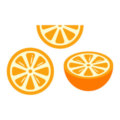Set of  lemon or orange. Simple icon on white background