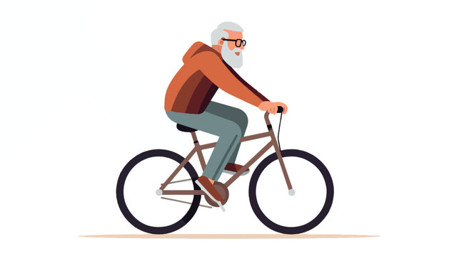 Old man riding bycicle illustration vector