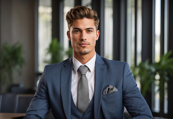 portrait of a businessman handsome good looking man in a suit