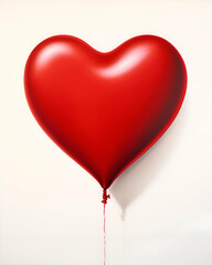 Red heart balloon on a wooden floor with a red scarf. 3d rendering