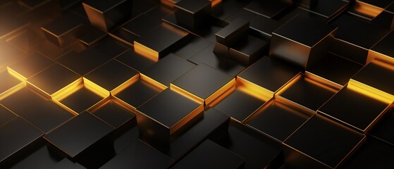 Abstract background of square shapes. Luxury square abstract black metal background.