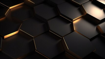 Abstract background of hexagonal shapes. Luxury hexagonal abstract black metal background.