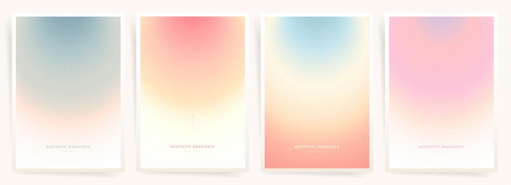 Spring and Summer Pastel Circular Gradient Templates. Soft Aesthetic for Modern Cards, Posters, and Flyers - Blank Y2K Trend Designs for Notebooks, Birthdays, and Holidays