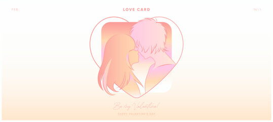 Retro Y2K Love Nostalgic Valentine's Day Designs with Gradient Backgrounds - Trendy Couple Illustrations with Kissing Couple for Holiday Gifts