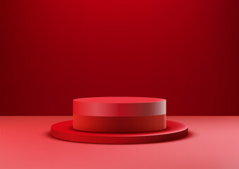 Red Podium Product Mockup,  Minimalist Showcase for Valentine's Day