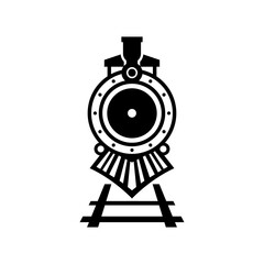 Old Locomotive Train Machine Logo Design Vector