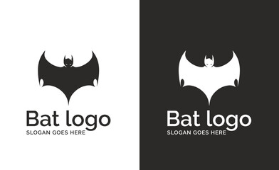 Nocturnal Elegance, Bat Logo Design in Monochrome
